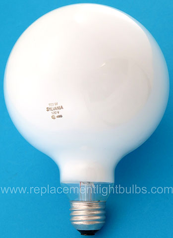 100G40/W 100W 120V G40 White Globe Glass E26 Medium Screw Base Light Bulb