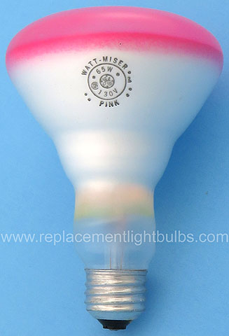 GE 65R30/FL/PK 130V 65W Pink Watt-Miser Reflector Light Bulb