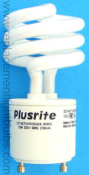 Plusrite CF13ET2/SP/GU24 13W 120V 4100K Compact Fluorescent Light Bulb Lamp