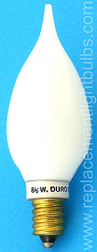 Durolite 4900 8.5W 120-125V White Glass E12 Candelabra Screw Base Light Bulb