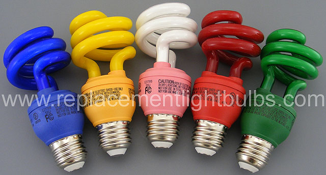 FE-IIS-13W Blue Yellow Pink Red Green Party Colors Compact Fluorescent Lamps, Bug Light, Replacement Light Bulbs