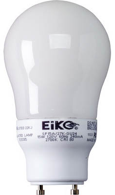 Eiko SP15A/27K-GU24 15W 120V 2700K Energy Saving Light Bulb to Replace 60W Incandescent