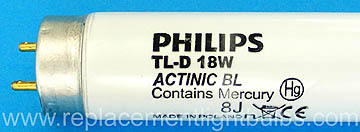 Philips TL-D 18W Actinic BL UV-A Fluorescent Lamp Replacement Light Bulb