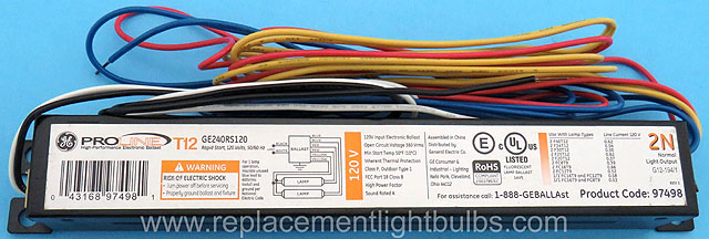 GE Proline GE240RS120 120V 2N Rapid Start T9 T12 Fluorescent Lamp Electronic Ballast