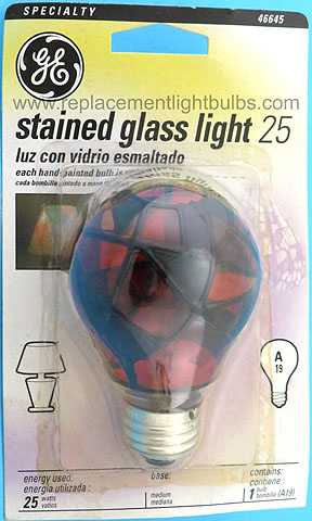 GE 25A/SG 120V 25W Stained Glass Light Bulb