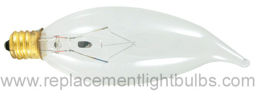 Bulbrite 25CFC/32/2 25W 120V E12 Candelabra Screw Light Bulb, Replacement Lamp, Flame Tip