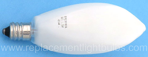 Sylvania 25Z10/W 25W 115-125V E12 Candelabra Screw White Candle Light Bulb