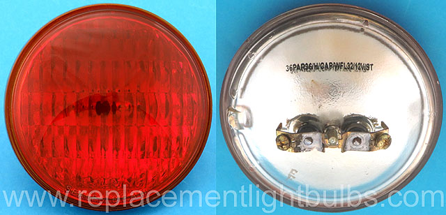 36PAR36 Halogen Red 12V 36W Sealed Beam Light Bulb Replacement Lamp