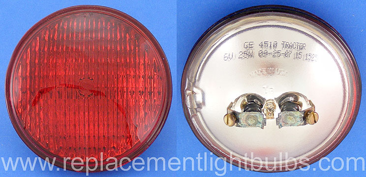GE 4510R 6V 25W PAR36 Red Sealed Beam Tractor Lamp