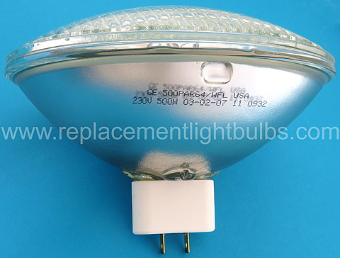 GE 500PAR64/WFL 230V 500W Wide Flood Sealed Beam Lamp Replacement Light Bulb