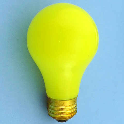 Bulbrite 60A/CY 120V 60W E26 Medium Screw Base A19 Yellow Glass Bug Lite Light Bulb