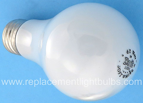 GE 60A/W 120V 60W E26 Medium Screw Base A19 Soft White Glass Light Bulb