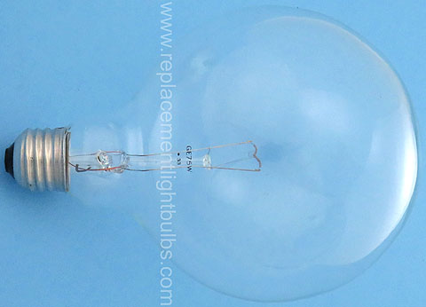 GE 75G40 120V 75W Clear 5 Inch Globe Light Bulb Replacement Lamp