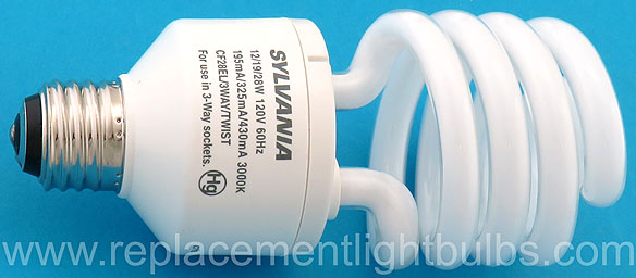Sylvania CF28EL/3WAY/TWIST 12/19/28W 120V 3-Way 30/70/100W Replacement Light Bulb