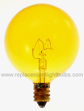 Duro-Lite 4728 25W 120/5V D.L. G18 Mini-Globe Amber Glass E12 Candelabra Screw Base Light Bulb