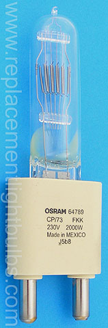 Osram 64789 GE FKK 230V 240V 2000W CP/73 CP41 G38 Light Bulb, Replacement Lamp