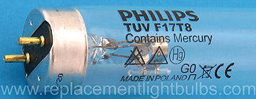 Philips TUV F17T8 17W Germicidal UV-C Light Bulb Replacement Lamp