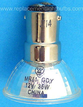 Westinghouse GDY 12V 35W MR11 BA15d Narrow Flood Light Bulb Replacement Lamp