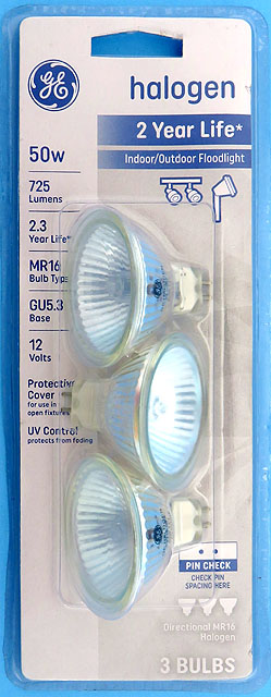 GE EXN 3-PACK 12V 50W MR16C Light Bulb