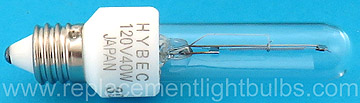Hybec HY40W/MC 40W 120V Krypton Miniature Candelabra Screw Replacement Light Bulb