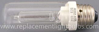 JDD120V250W-E26 Clear Double Envelope 120V 250W Modeling Light Bulb, Replacement Lamp