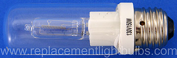 JDD 130V 150W Clear Double Envelope Lamp, Replacement Light Bulb