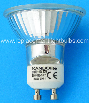 Kandolite JDR-C 120V 50W GU10 Red Light Bulb, Replacement Lamp