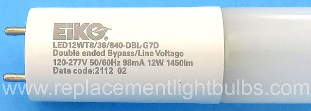 Eiko LED12WT8/36/840-DBL 12W Cool White 36 Inch Bypass Replacement Light Bulb