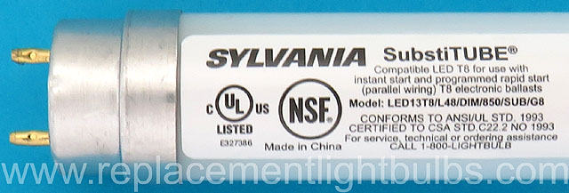 Sylvania LED13T8/L48/DIM/SUB/G8 13W Daylight 4 Foot LED Direct Replacement F32T8 Fluorescent Lamps