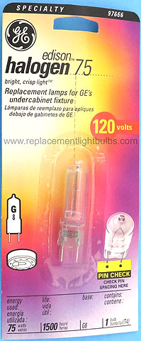 GE Q75G8 120V 75W G8 Light Bulb Replacement Lamp