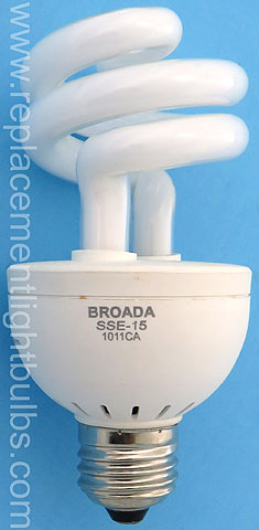 Broada SSE-15 120V 15W 2700K Spiral Fluorescent Light Bulb