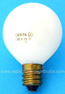 Zampa 128 120V 25W G12.5 White Glass E14 European Screw Base Light Bulb