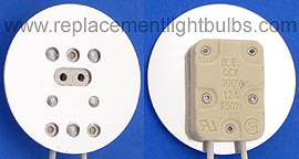 QCX-34-412R 300V 12A 750W GX5.3, GU5.3, G5.3 Bi-Pin Lamp Socket with Reflector